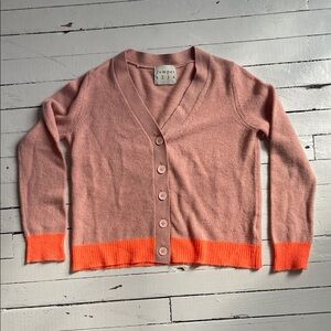 Pink and Orange Women's Contrast Cashmere Cardigan/Sweater by Jumper 1234